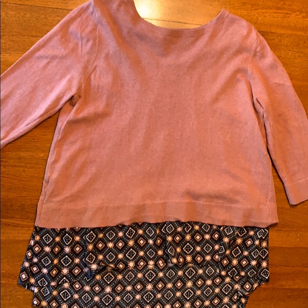 Loft High-low Three Quarter Sleeve Sweater